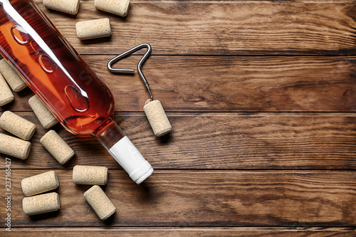 Rose wine bottle with corks...