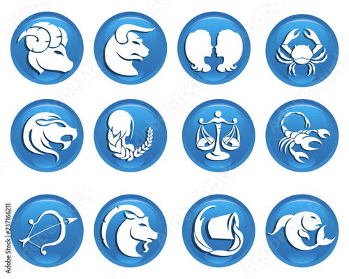 Twelve vector zodiac signs