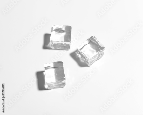 Ice cubes on white background