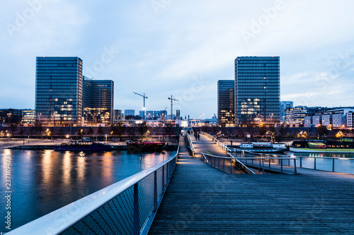 Nightscape of Paris over the river Seine. Paris, France photo