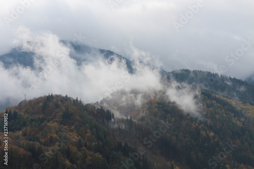 View from ruins of Starhrad castle in Žilina region, Slovakia