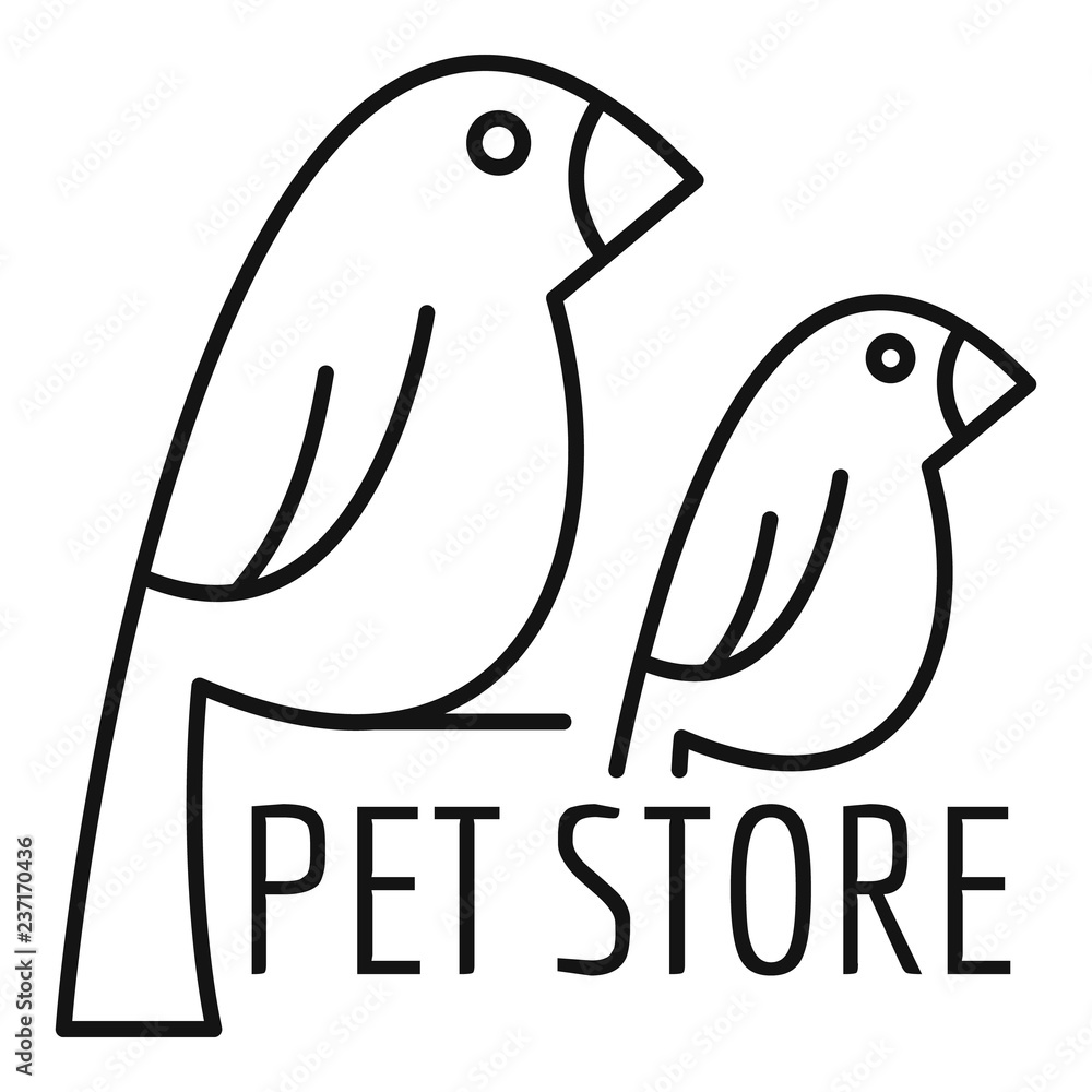 Bird pet store logo. Outline bird pet store vector logo for web design