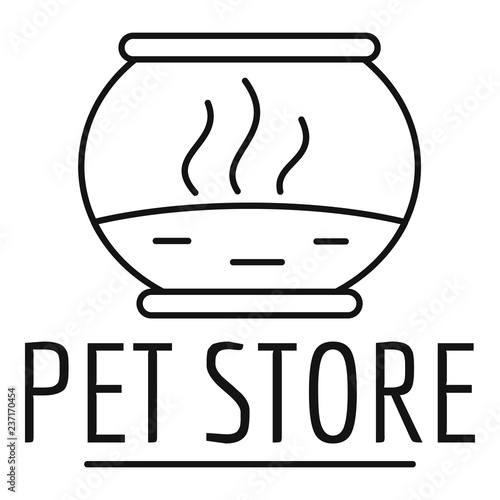 Fish pet store logo. Outline fish pet store vector logo for web design isolated on white background