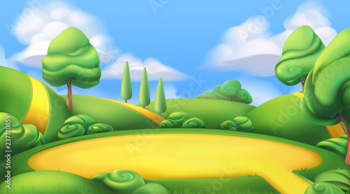 Nature landscape. Park. 3d vector background