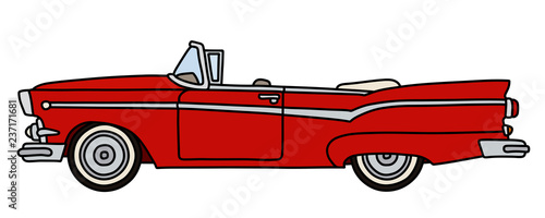 The funny old red american convertible