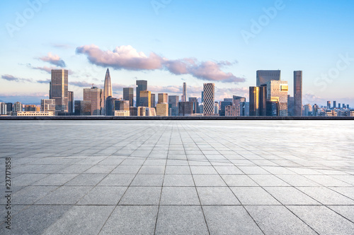 city skyline with empty square in urban © THINK b