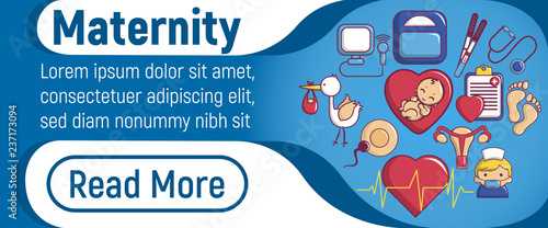 Maternity concept banner. Cartoon banner of maternity vector concept for web, giftcard and postcard