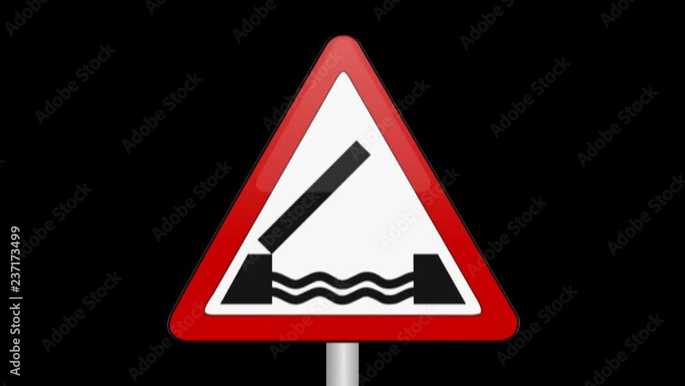 Opening Bridge Ahead Sign Up And Down Alpha Channel Opening Bridge Ahead Sign Up And Down Alpha Channel