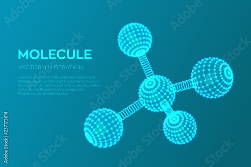 Molecule Structure. Dna, atom, neurons. Molecules and chemical formulas. 3D Scientific molecule background for medicine, science, technology, chemistry, biology. Vector illustration.