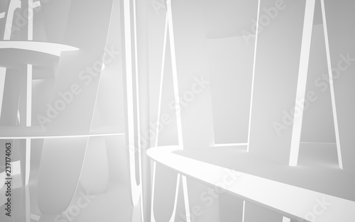 Fototapeta Naklejka Na Ścianę i Meble -  Abstract smooth white interior of the future. Architectural background. 3D illustration and rendering 