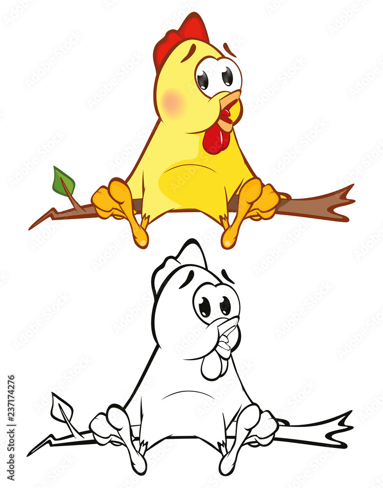 Fototapeta Ilustracja postać z kreskówki śliczny Mały kurczak. Kolorowanka