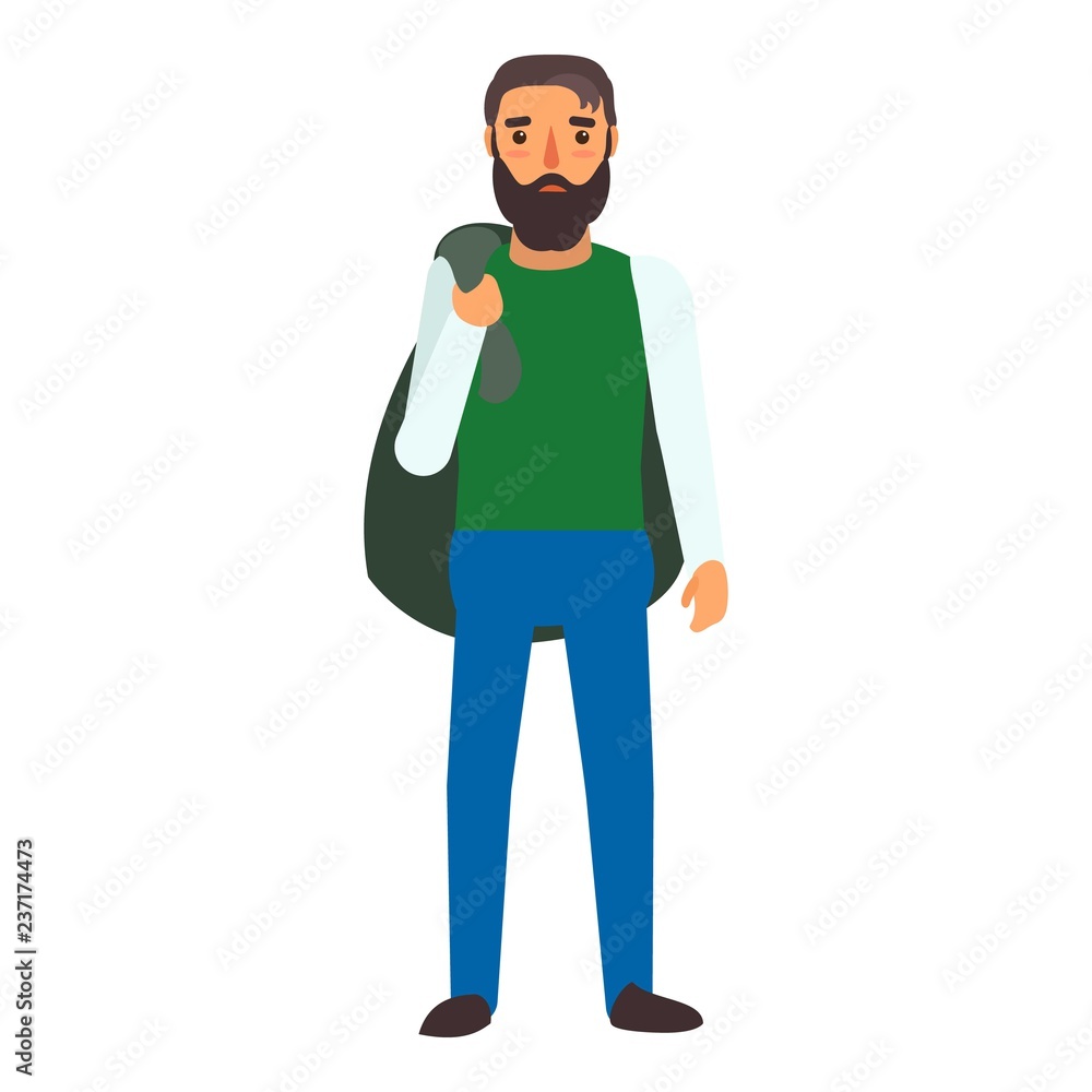 Muslim man refugee icon. Flat illustration of muslim man refugee vector icon for web design