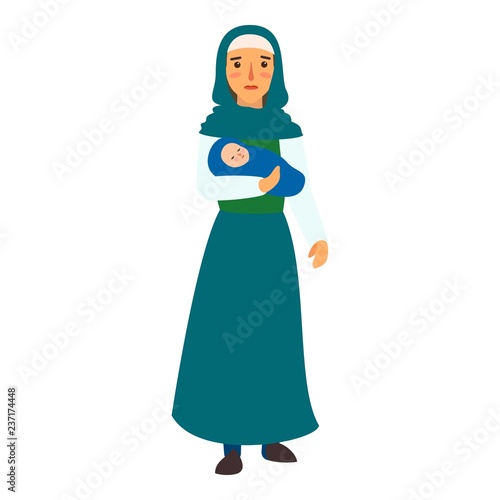 Immigrant mother baby icon. Flat illustration of immigrant mother baby vector icon for web design
