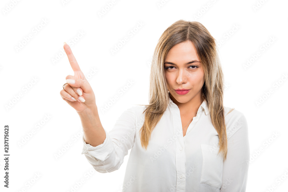 Young pretty business woman showing denial gesture Young pretty business woman showing denial gesture