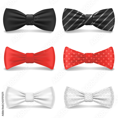 Bowtie icon set. Realistic set of bowtie vector icons for web design