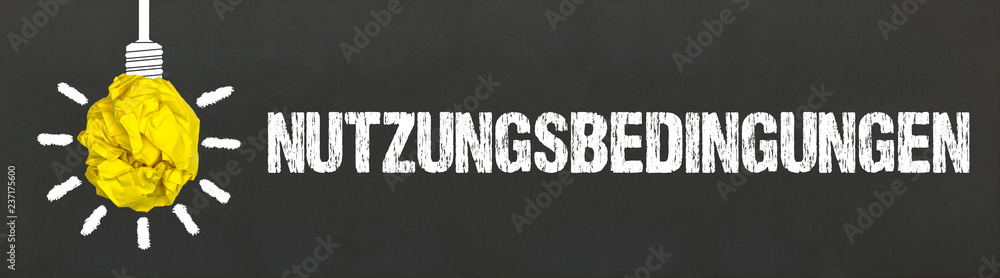 Nutzungsbedingungen / Glühbirne auf Tafel Nutzungsbedingungen / Glühbirne auf Tafel