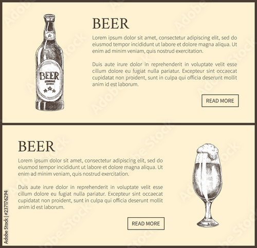 Hand Drawn Beer Bottle and Glass Landing Page