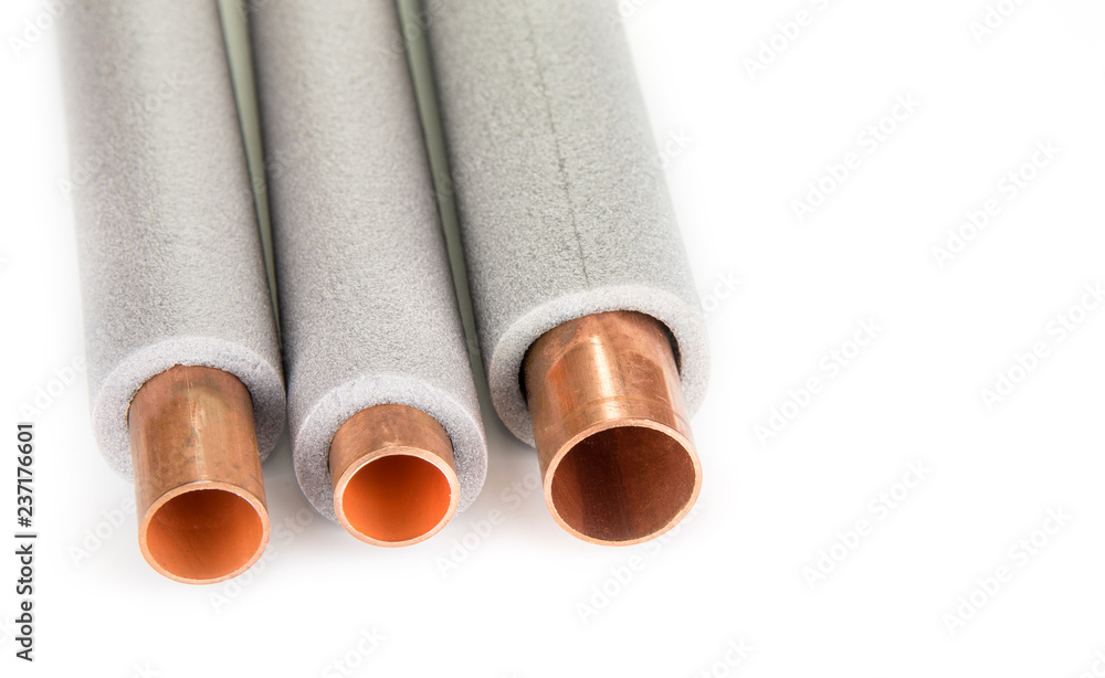 Insulation for heating pipes on a white background Insulation for heating pipes on a white background