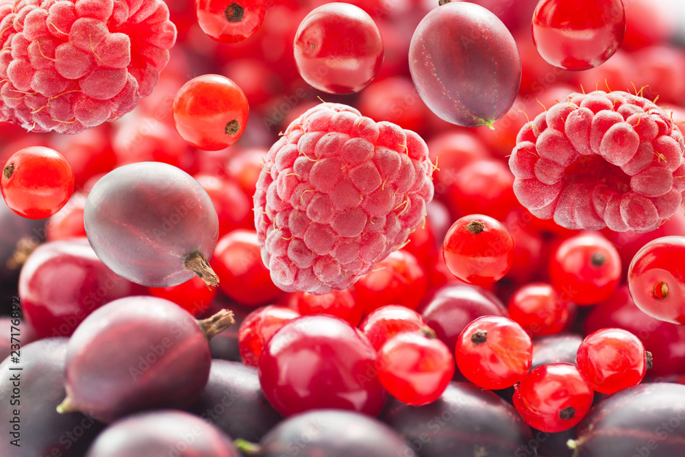 Falling berries closeup Falling berries closeup