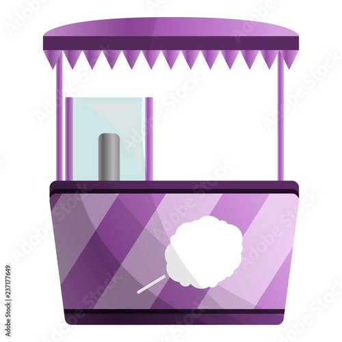 Sweet cotton kiosk icon. Cartoon of sweet cotton kiosk vector icon for web design isolated on white background
