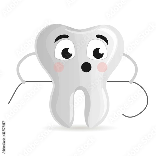 Cute tooth with floss icon. Cartoon of cute tooth with floss vector icon for web design isolated on white background