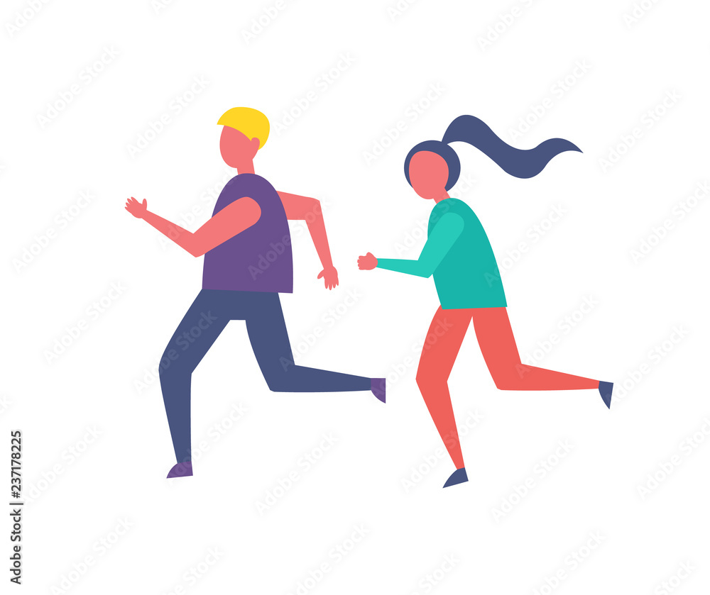 Running People Jogging Icon Vector Illustration