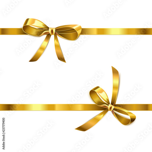 Vector Golden Bow with Ribbon