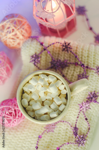 New Year's drink with marshmallows