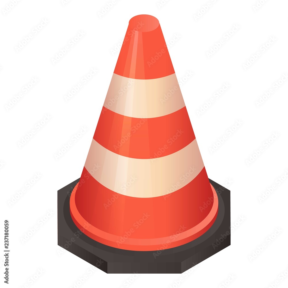 Repair traffic cone icon. Isometric of repair traffic cone vector icon for web design isolated on white background Repair traffic cone icon. Isometric of repair traffic cone vector icon for web design isolated on white background