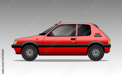 Old small european car. Detailed vector illustration.
