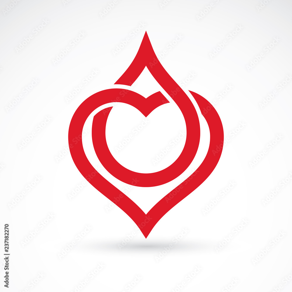 Vector Illustration Of Heart Shape And Drops Of Blood. Cardiovascular 