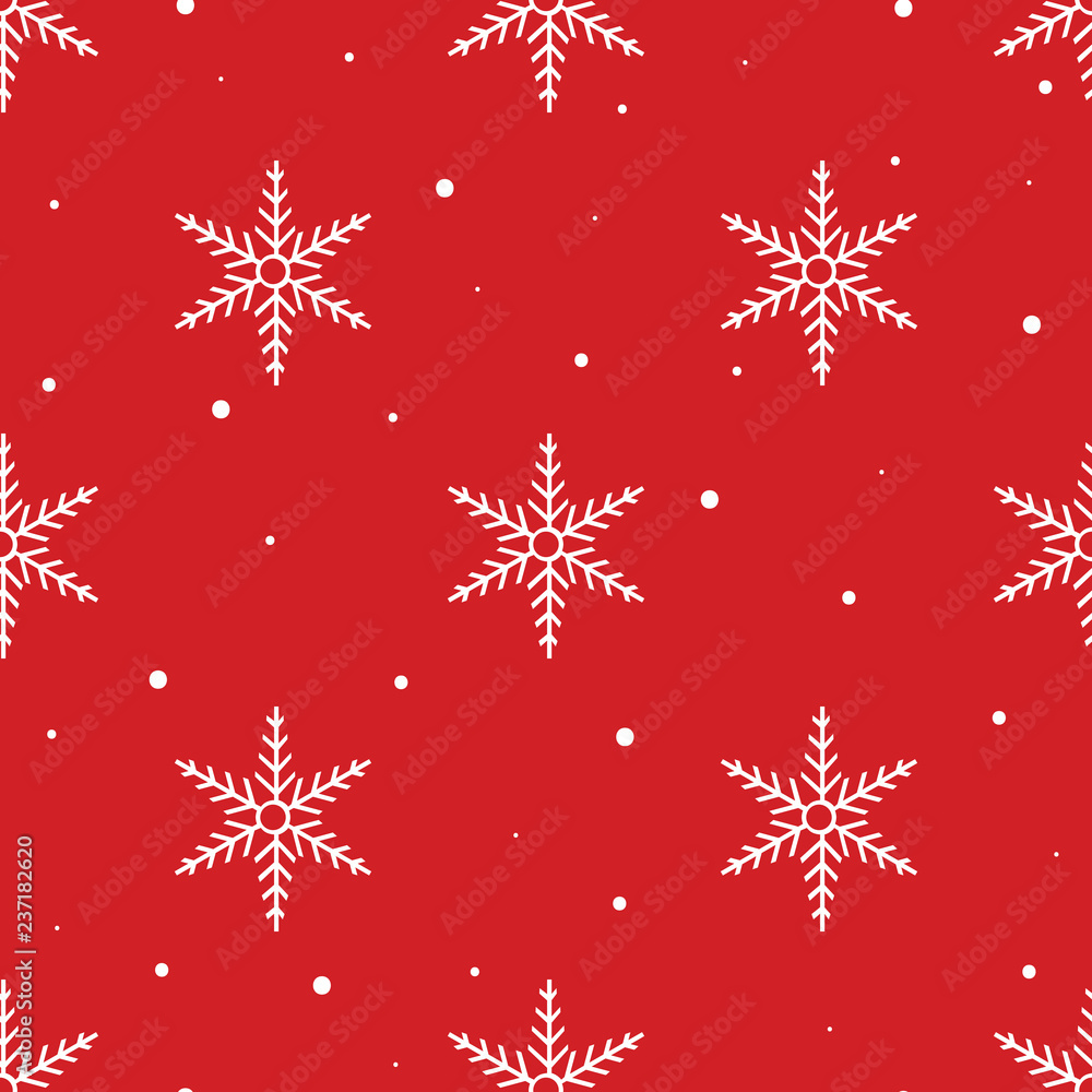 Red and white snowflakes seamless vector pattern Red and white snowflakes seamless vector pattern