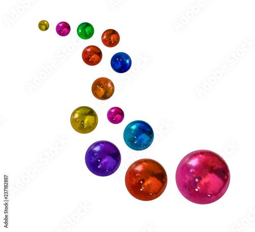 Vector Metallic Colorful Balls, Festive Illustration Isolated.