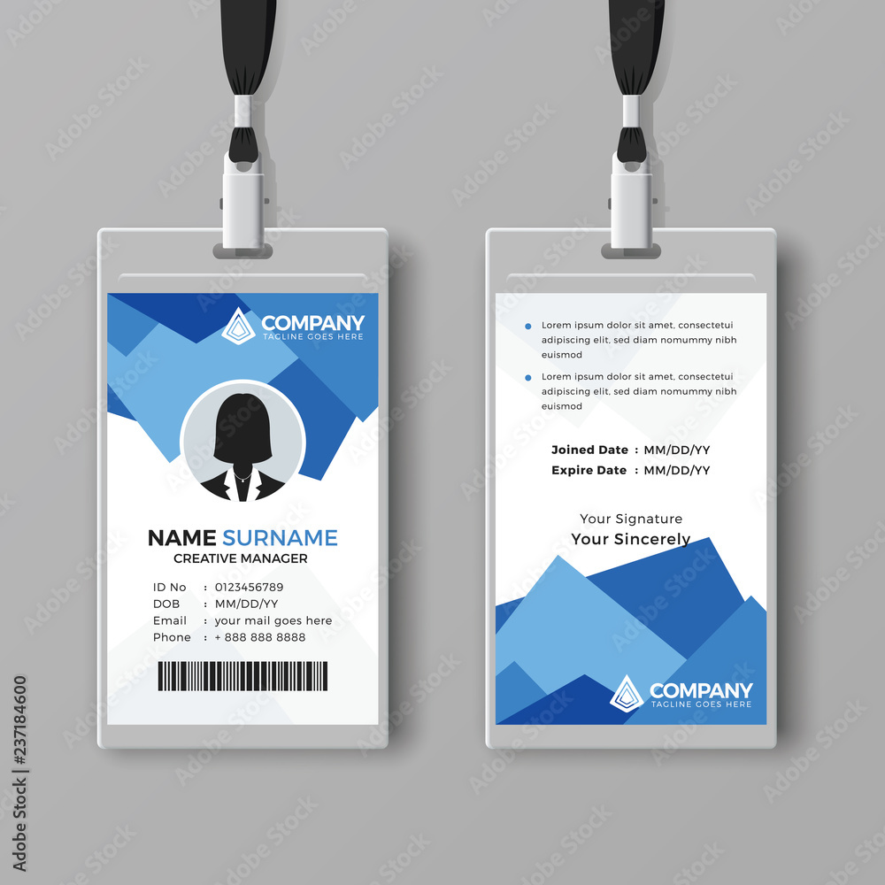 Obraz premium Creative ID card template with abstract blue background