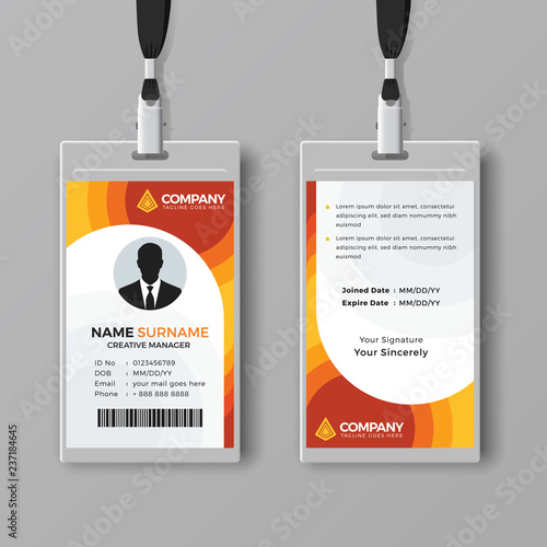 Stylish ID card template with orange details