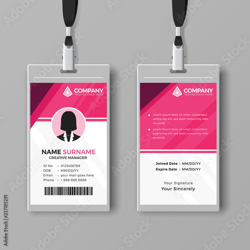 Stylish pink identity card design template
