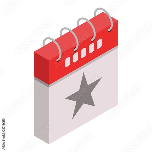 Star grey calendar day icon. Isometric of star grey calendar day vector icon for web design isolated on white background