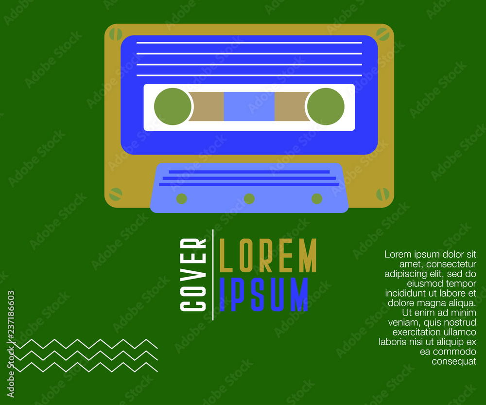 80s, retro music party banner or cover. Old style vector poster