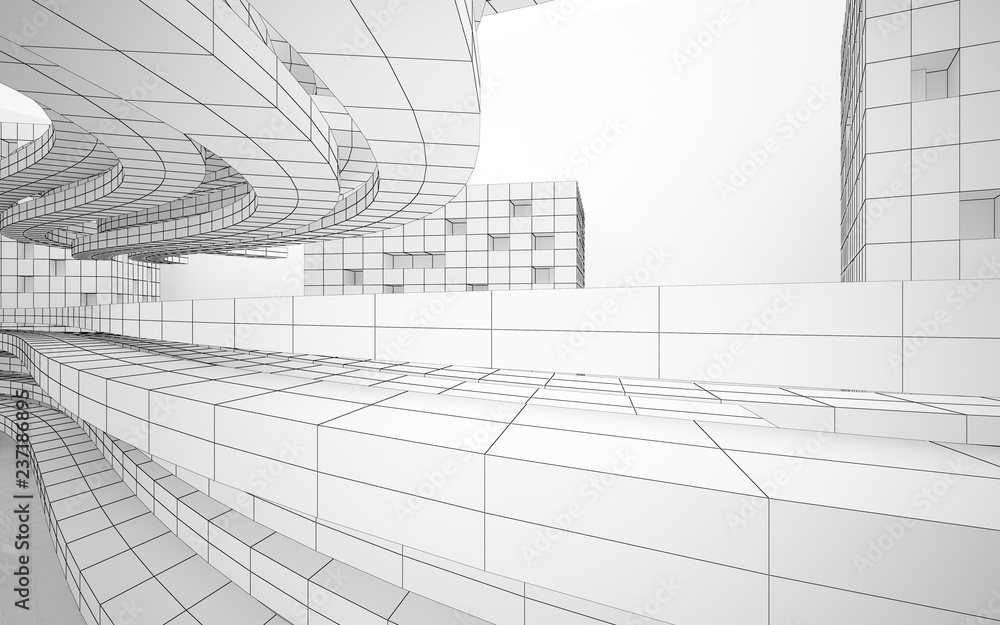 Abstract white interior highlights future. Polygon drawing. Architectural background. 3D illustration and rendering Abstract white interior highlights future. Polygon drawing. Architectural background. 3D illustration and rendering