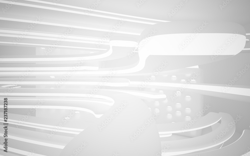 Fototapeta premium White smooth abstract architectural background whith gray lines . 3D illustration and rendering