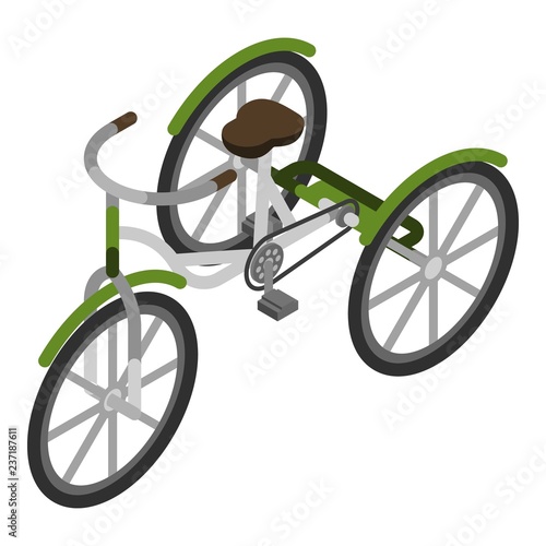 Green tricycle icon. Isometric of green tricycle vector icon for web design isolated on white background