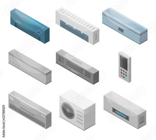 Conditioner icon set. Isometric set of conditioner vector icons for web design isolated on white background