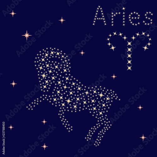 Zodiac sign Aries on the starry sky © natareal