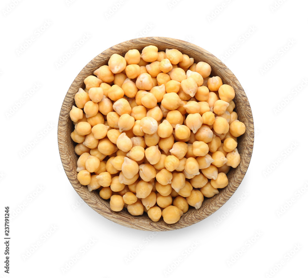 Bowl with chickpeas on white background Bowl with chickpeas on white background