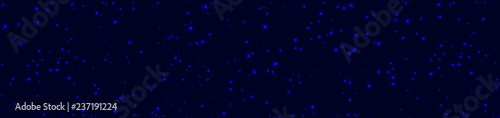 Banner with Bright stars in dark blue night sky.