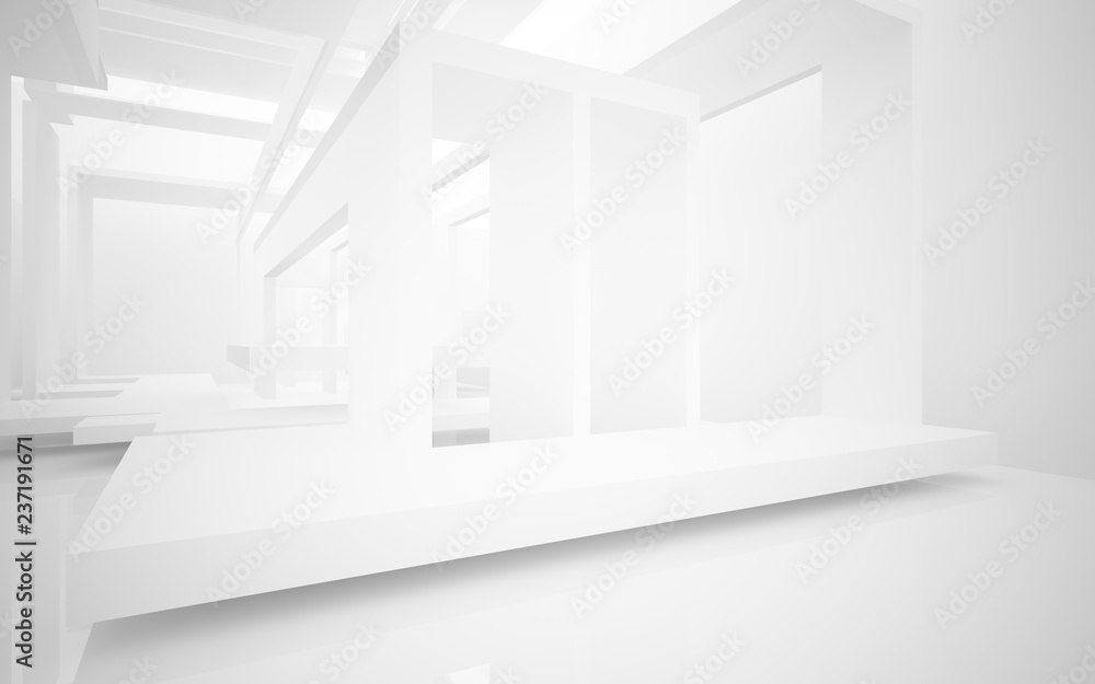 Abstract white interior highlights future. Architectural background. 3D illustration and rendering Abstract white interior highlights future. Architectural background. 3D illustration and rendering