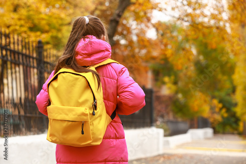 Cute girl with backpack goi...