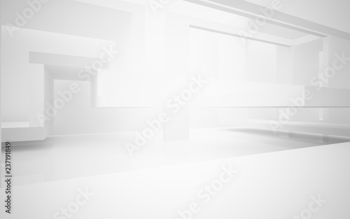 Abstract white interior highlights future. Architectural background. 3D illustration and rendering