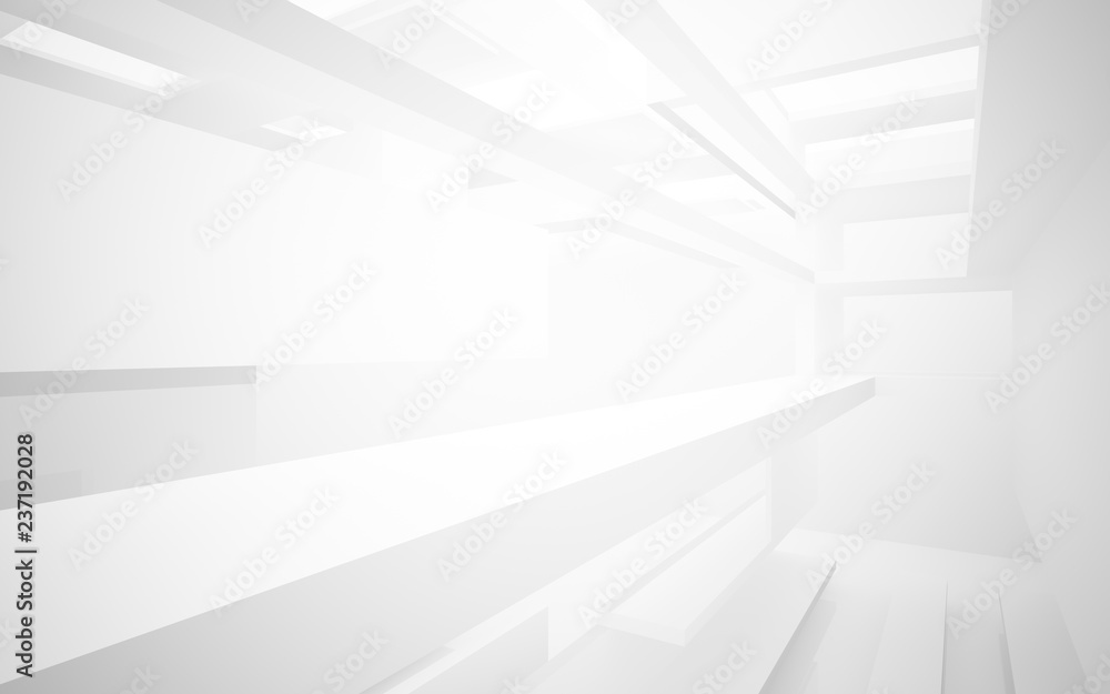 Abstract white interior highlights future. Architectural background. 3D illustration and rendering Abstract white interior highlights future. Architectural background. 3D illustration and rendering