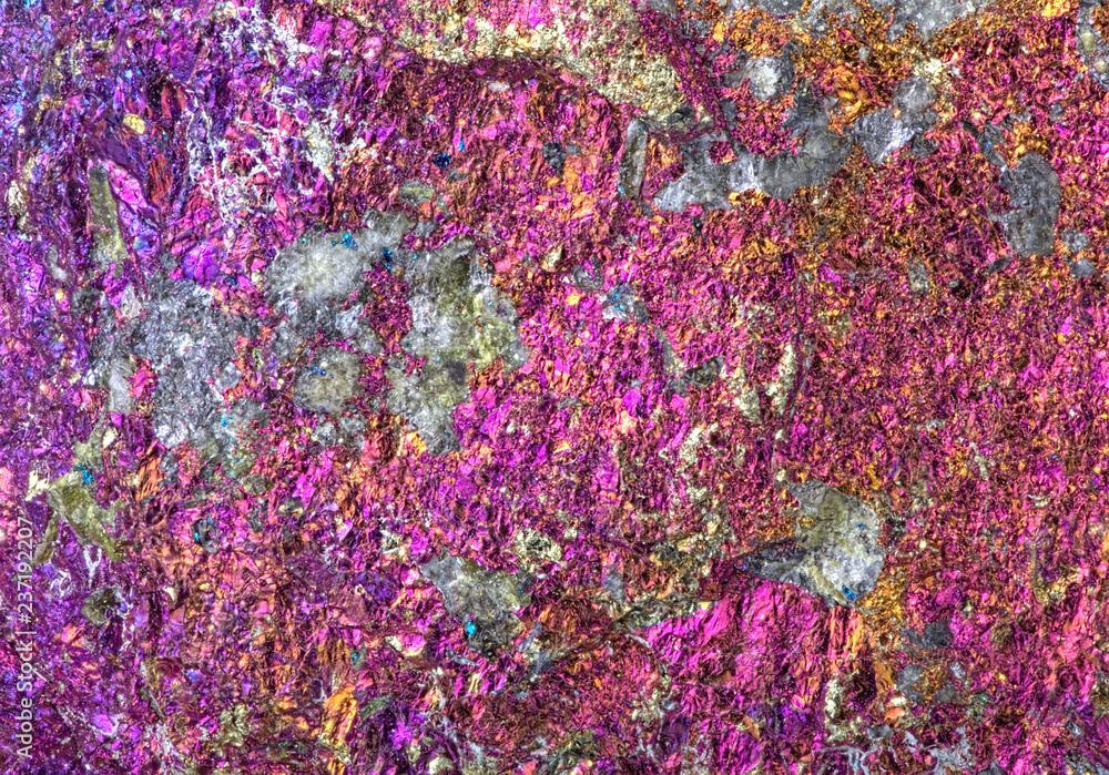 rainbow colored chalcopyrite texture macro